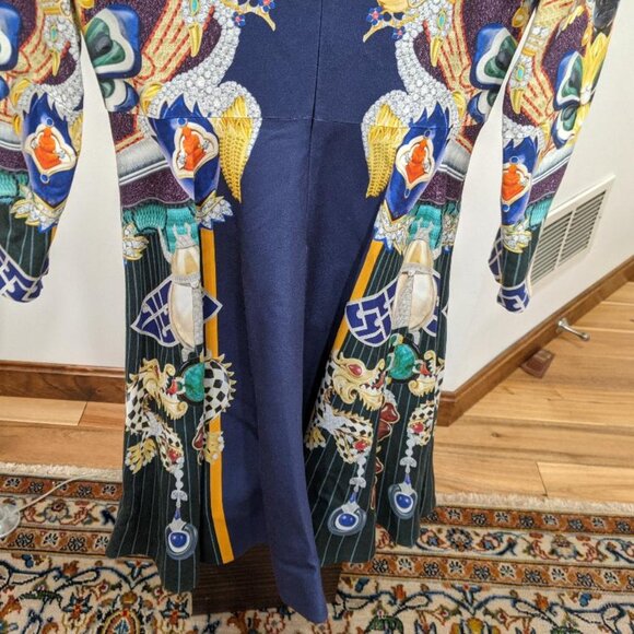 Mary Katrantzou Blue Totem Printed Graphic Midi Dress Size: S/US4 (Orig. $1250) - Picture 8 of 9